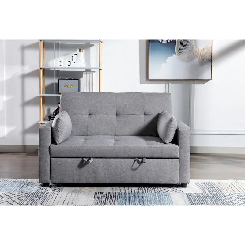 Divanetto letto convertibile 3-in-1 in lino con tasca laterale e cuscini