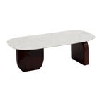 Tavolino da Caffè Ovale Astratto Moderno Marmo e Legno 16H - 48 x 24 x 16