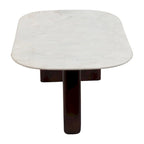 Tavolino da Caffè Ovale Astratto Moderno Marmo e Legno 16H - 48 x 24 x 16
