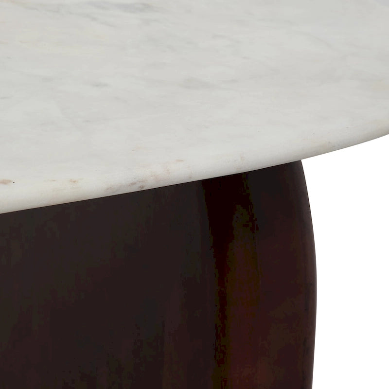 Tavolino da Caffè Ovale Astratto Moderno Marmo e Legno 16H - 48 x 24 x 16