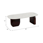 Tavolino da Caffè Ovale Astratto Moderno Marmo e Legno 16H - 48 x 24 x 16