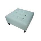 Pouf quadrato imbottito blu con bottoni capitonné