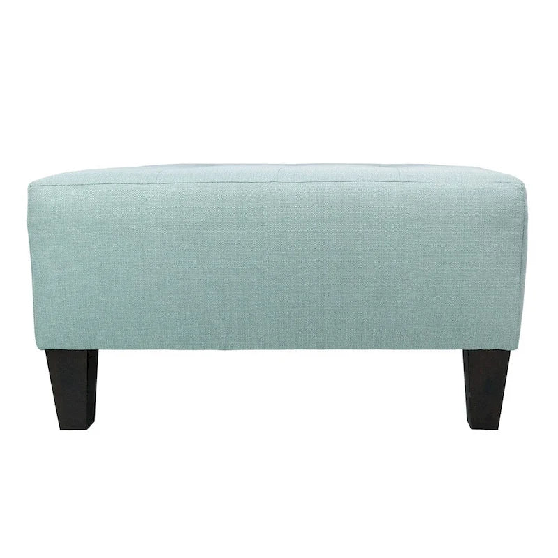 Pouf quadrato imbottito blu con bottoni capitonné