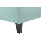 Pouf quadrato imbottito blu con bottoni capitonné