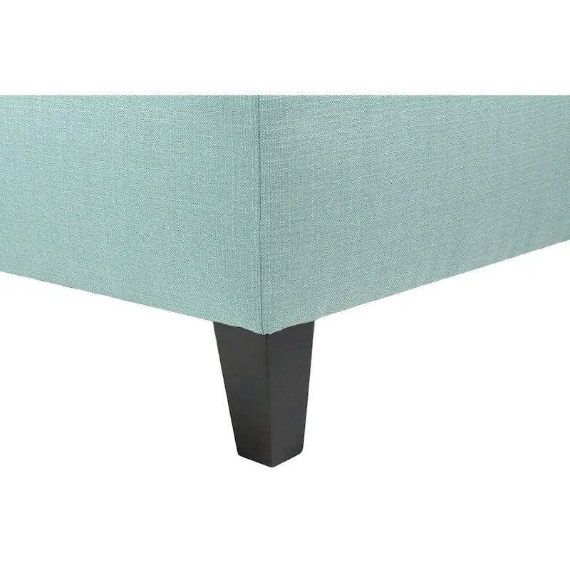 Pouf quadrato imbottito blu con bottoni capitonné