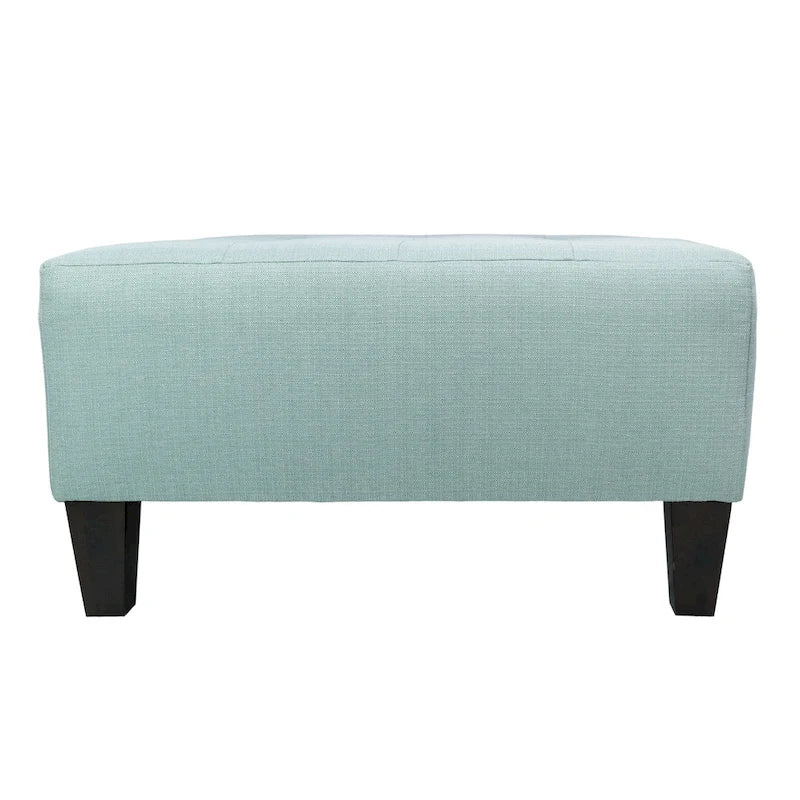 Pouf quadrato imbottito blu con bottoni capitonné