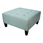 Pouf quadrato imbottito blu con bottoni capitonné