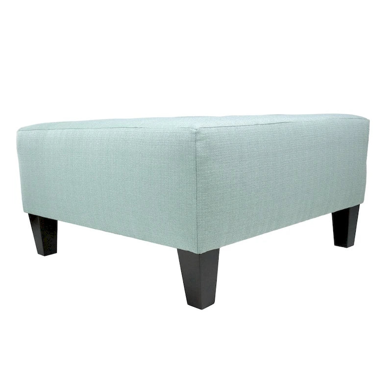 Pouf quadrato imbottito blu con bottoni capitonné