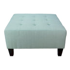 Pouf quadrato imbottito blu con bottoni capitonné