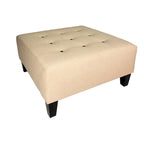 Pouf quadrato imbottito blu con bottoni capitonné