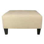 Pouf quadrato imbottito blu con bottoni capitonné