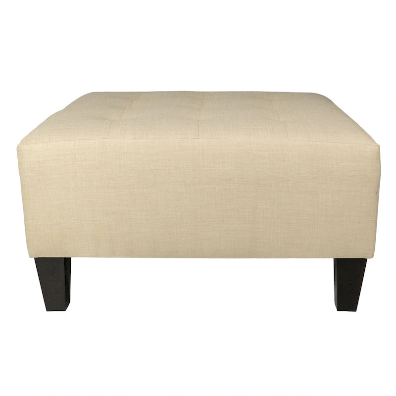 Pouf quadrato imbottito blu con bottoni capitonné