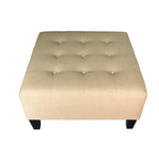Pouf quadrato imbottito blu con bottoni capitonné