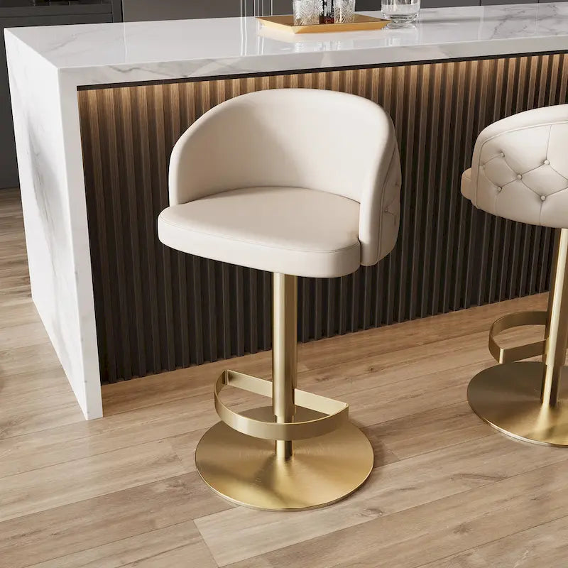 Sgabello da bar in PU color kaki, regolabile in altezza e girevole, per cucine, bar, ristoranti e caffetterie