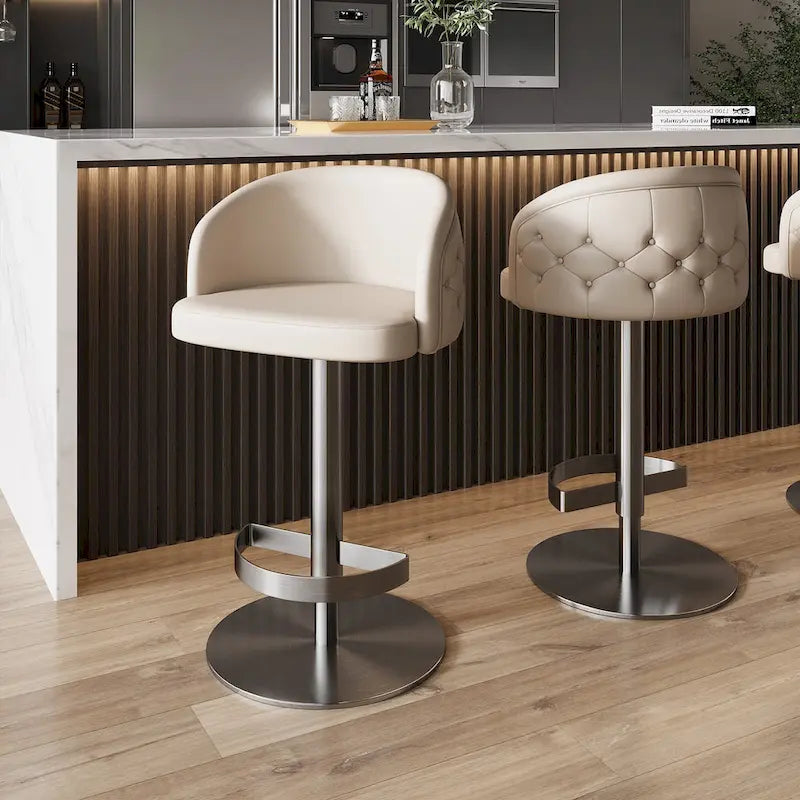 Sgabello da bar in PU color kaki, regolabile in altezza e girevole, per cucine, bar, ristoranti e caffetterie