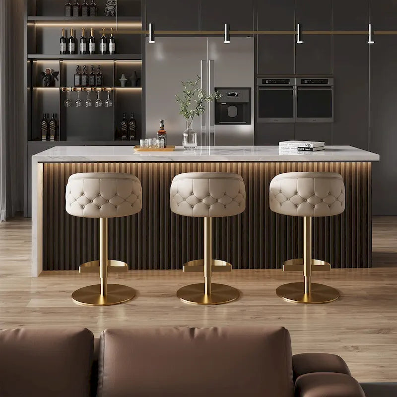 Sgabello da bar in PU color kaki, regolabile in altezza e girevole, per cucine, bar, ristoranti e caffetterie