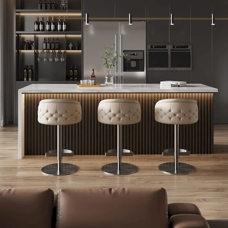 Sgabello da bar in PU color kaki, regolabile in altezza e girevole, per cucine, bar, ristoranti e caffetterie