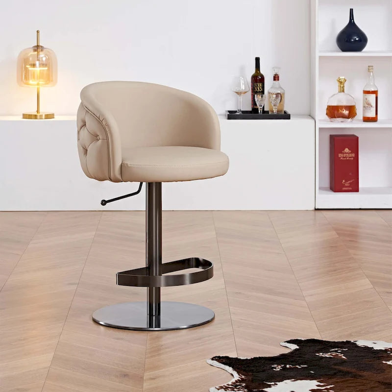 Sgabello da bar in PU color kaki, regolabile in altezza e girevole, per cucine, bar, ristoranti e caffetterie