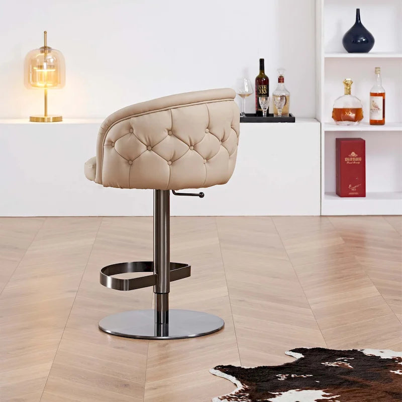 Sgabello da bar in PU color kaki, regolabile in altezza e girevole, per cucine, bar, ristoranti e caffetterie