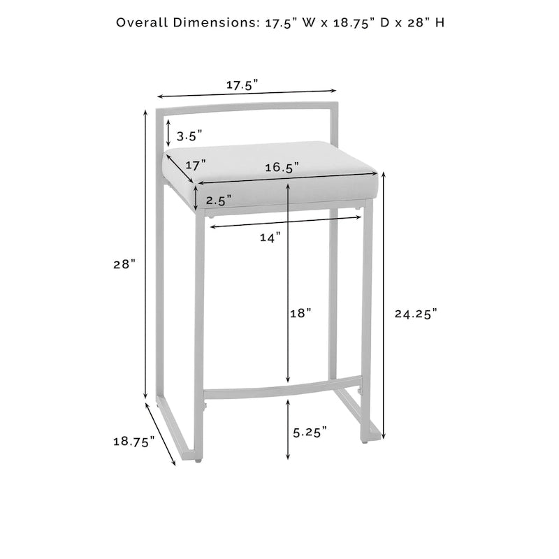 Sgabello da bancone - 18.75p x 17.5L x 28h