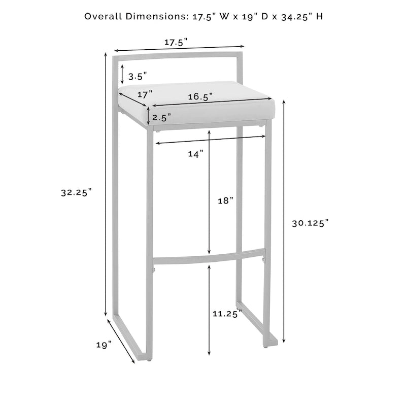 Sgabello da bancone - 18.75p x 17.5L x 28h