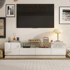 Mobile TV a LED bianco da 70 pollici, mobile TV ad alto lucido con top in vetro