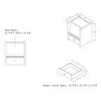 Tavolino in Noce Moderno con 1 Ripiano, 18 pollici
