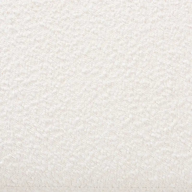 Panca contenitore in tessuto bouclé crema con rattan intrecciato