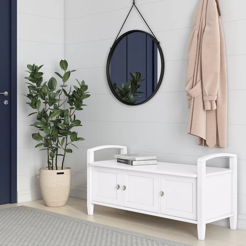 Panca contenitore per ingresso in legno massello, larga 112 cm - Larga 112 cm