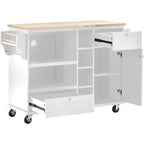 Carrello da cucina con ripiano in legno massiccio e ruote bloccabili