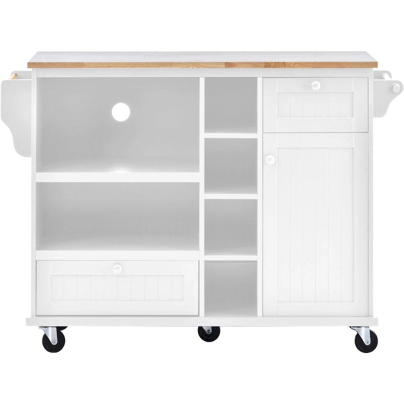 Carrello da cucina con ripiano in legno massiccio e ruote bloccabili