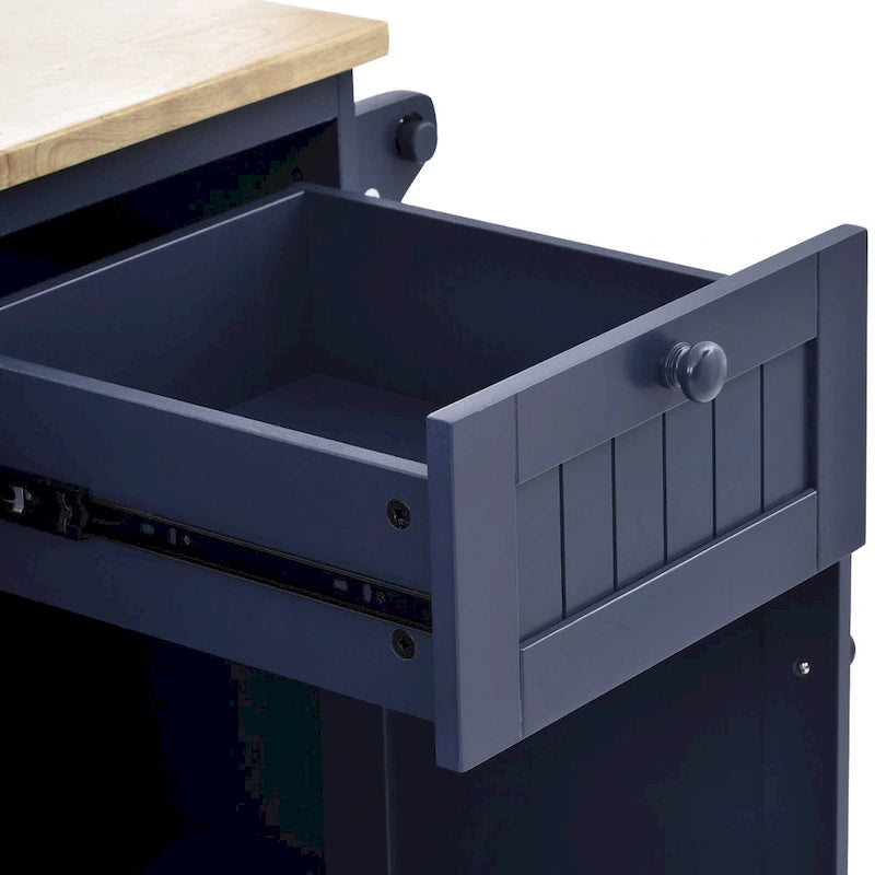 Carrello da cucina con ripiano in legno massiccio e ruote bloccabili