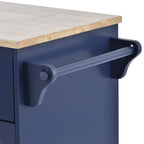Carrello da cucina con ripiano in legno massiccio e ruote bloccabili