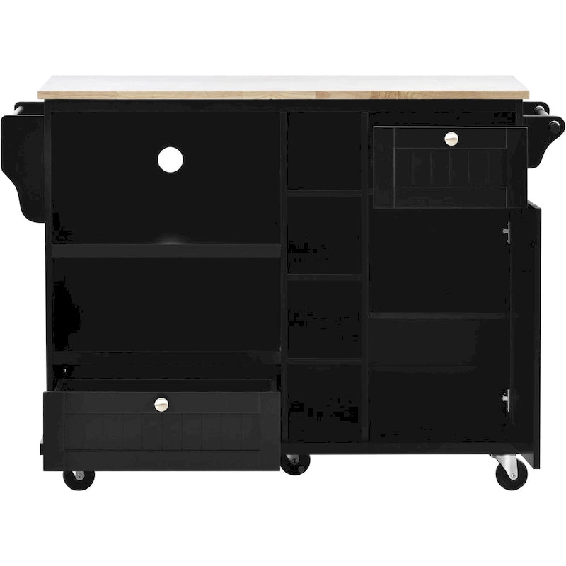 Carrello da cucina con ripiano in legno massiccio e ruote bloccabili