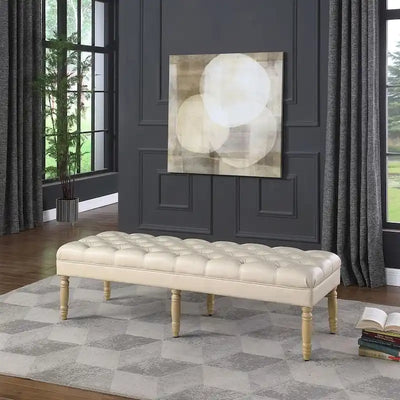 HomePop Classic Tufted Top Long Bench - Faux Leather