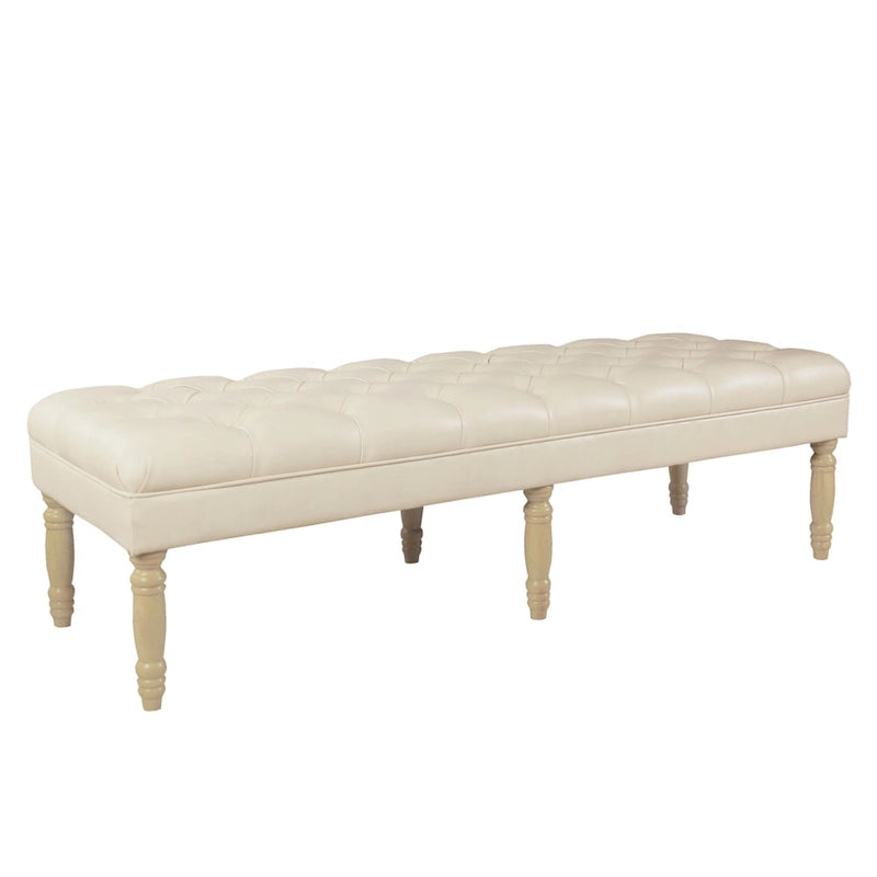 Panca Lunga Classica con Rivestimento Trapuntato - Ecopelle