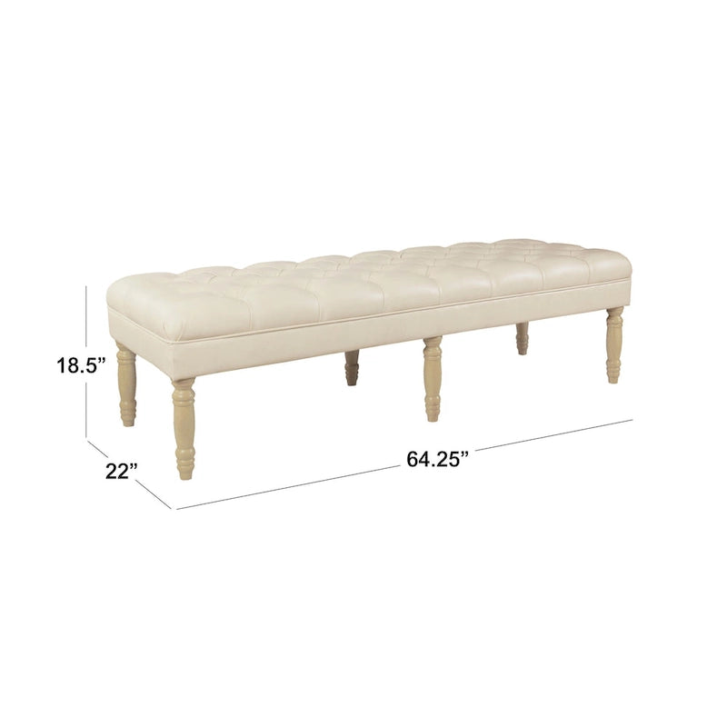 Panca Lunga Classica con Rivestimento Trapuntato - Ecopelle