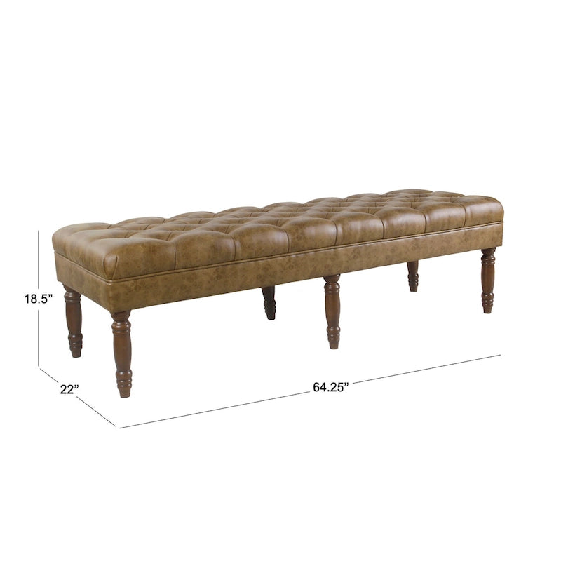 Panca Lunga Classica con Rivestimento Trapuntato - Ecopelle