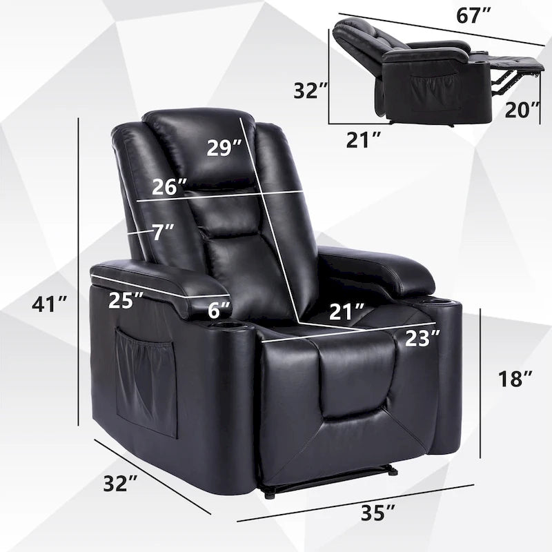 Poltrona reclinabile elettrica in pelle, per home theater, morbida
