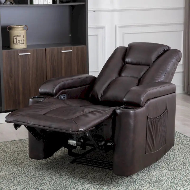 Poltrona reclinabile elettrica in pelle, per home theater, morbida