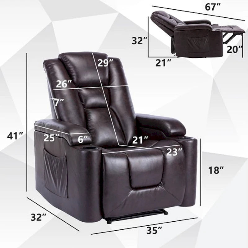 Poltrona reclinabile elettrica in pelle, per home theater, morbida