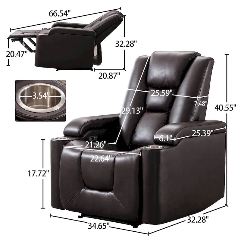 Poltrona reclinabile elettrica in pelle, per home theater, morbida