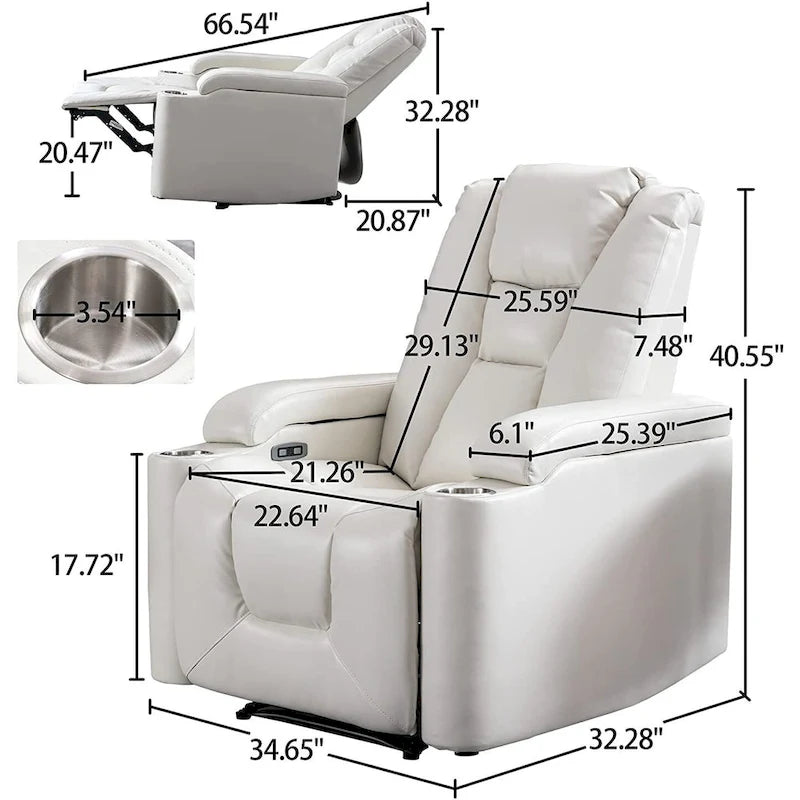 Poltrona reclinabile elettrica in pelle, per home theater, morbida