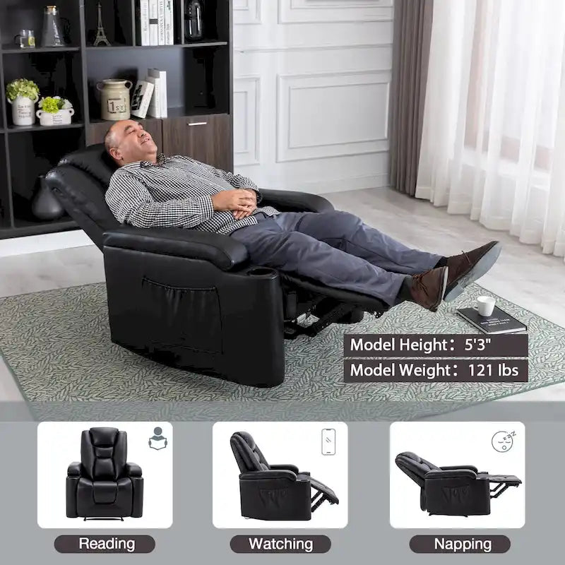 Poltrona reclinabile elettrica in pelle, per home theater, morbida