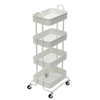 Carrello Utilità in Metallo a 4 Ripiani con Ruote, Scaffali Portaoggetti - 45x35x109 cm