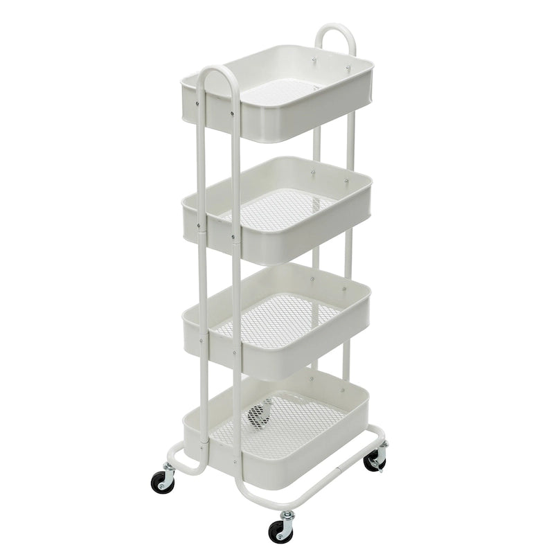 Carrello Utilità in Metallo a 4 Ripiani con Ruote, Scaffali Portaoggetti - 45x35x109 cm