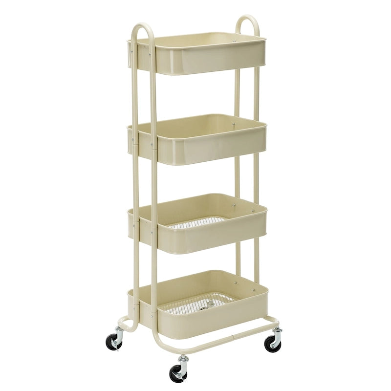 Carrello Utilità in Metallo a 4 Ripiani con Ruote, Scaffali Portaoggetti - 45x35x109 cm
