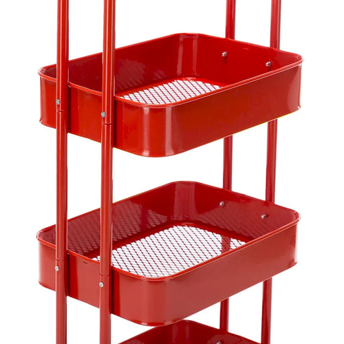Carrello Utilità in Metallo a 4 Ripiani con Ruote, Scaffali Portaoggetti - 45x35x109 cm