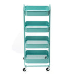 Carrello Utilità in Metallo a 4 Ripiani con Ruote, Scaffali Portaoggetti - 45x35x109 cm