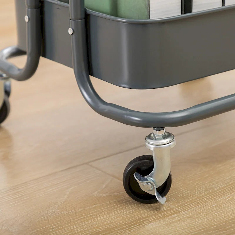 Carrello Utilità in Metallo a 4 Ripiani con Ruote, Scaffali Portaoggetti - 45x35x109 cm